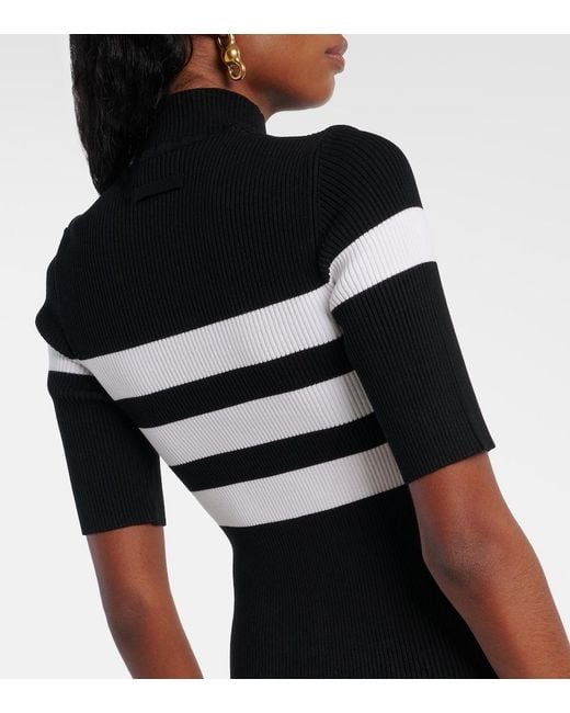 Jean Paul Gaultier Black Striped Jersey Maxi Dress