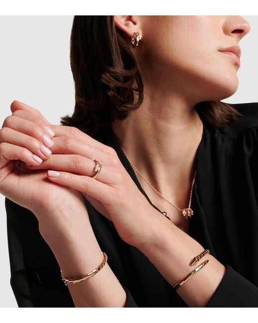 Anillo Serpenti Viper De Oro Rosa De 18 Ct Con Diamantes BVLGARI de color White