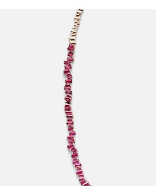 Suzanne Kalan Metallic Bold 18Kt Rose Tennis Necklace With Sapphires And Diamonds