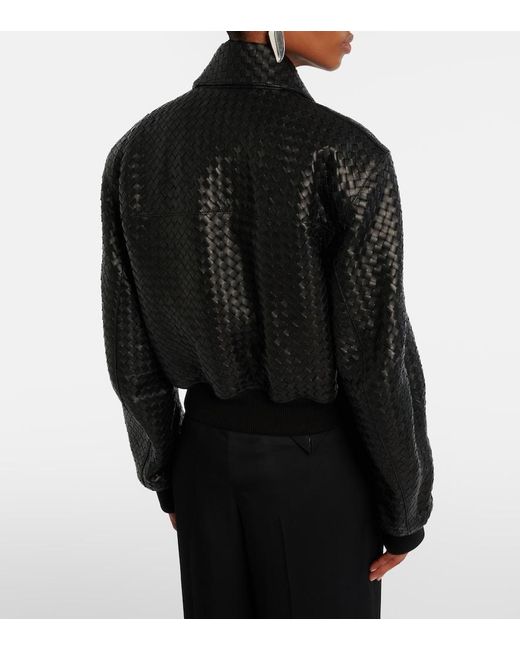 Bottega Veneta Black Intrecciato Leather Jacket
