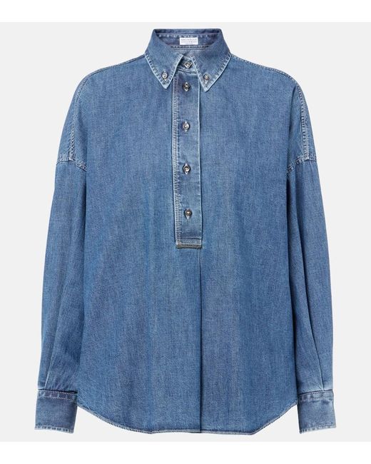 Brunello Cucinelli Blue Bluse Aus Denim