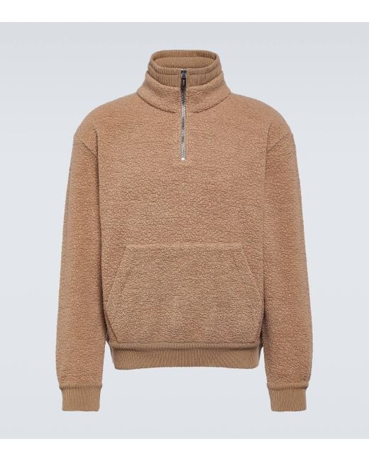 Loro Piana Brown Cashmere, Cotton And Wool Half-zip Sweater for men