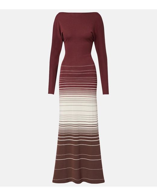 Faithfull The Brand Purple Idun Striped Cotton-Blend Maxi Dress