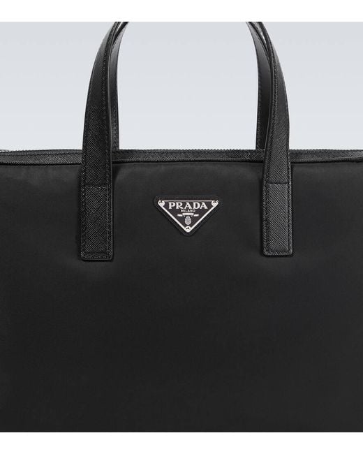 Prada Aktentasche Aus Re-Nylon Mit Leder in Black für Herren