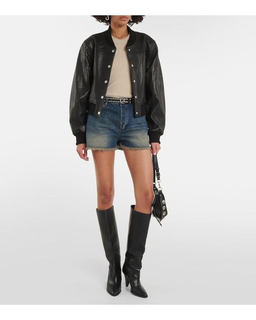 Isabel Marant Black Adriel Leather Bomber Jacket