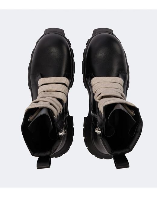 Rick Owens Black Jumbolace Army Leather Combat Boots for men