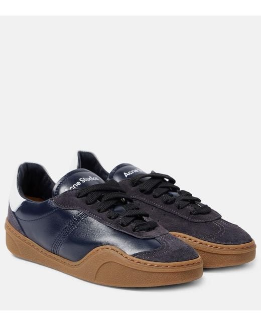 Acne Blue Sneakers Aus Leder Und Veloursleder