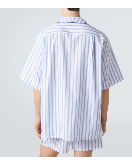 Dolce & Gabbana Blue Striped Cotton And Silk Poplin Shirt for men
