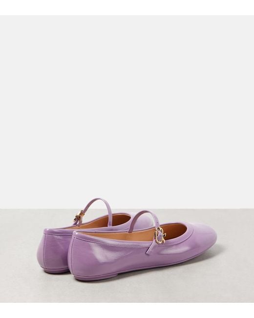 Gianvito Rossi Purple Carla Patent Leather Mary Jane Flats