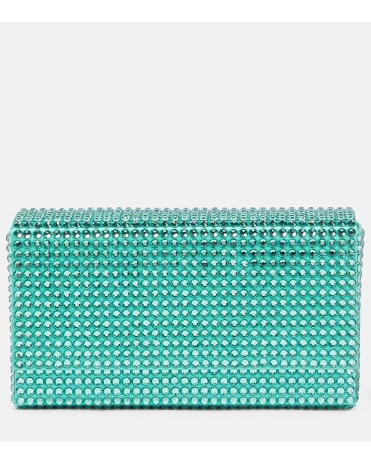 AMINA MUADDI Blue Paloma Micro Embellished Satin Clutch