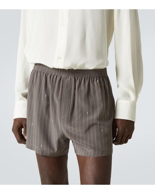 Saint Laurent Gray Silk Boxer Briefs for men