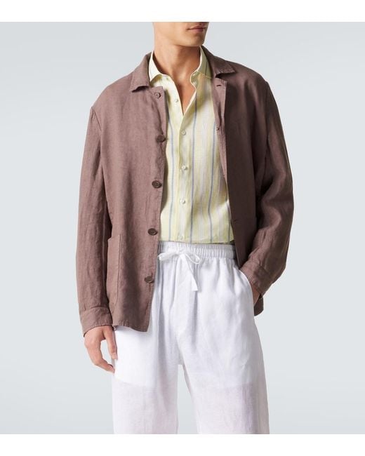 Camisa De Lino Fedeli de hombre de color Brown