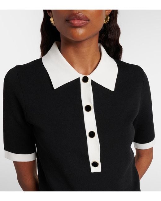 Nina Ricci Black Ribbed-Knit Polo Shirt