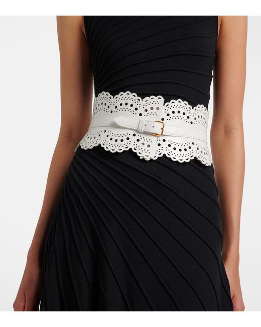 Alaïa White Vienne Wave Leather Belt