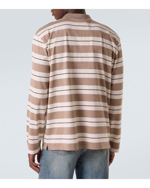 Miu Miu Natural Striped Cotton Jersey Polo Shirt for men