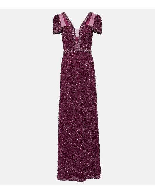 Jenny Packham Purple Embellished Gown