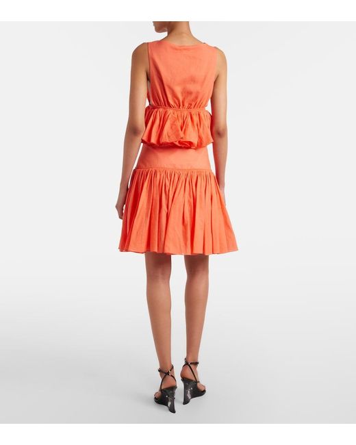 Alaïa Gathered Cotton And Linen Miniskirt