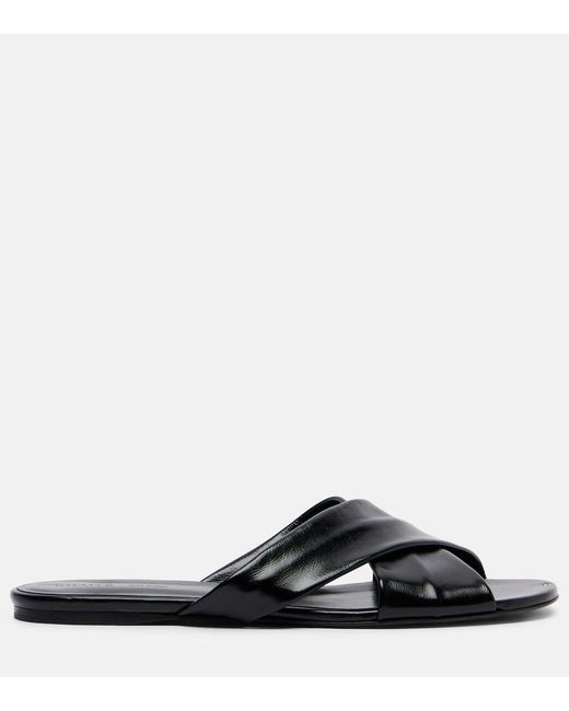 Khaite Black Liria Leather Slides