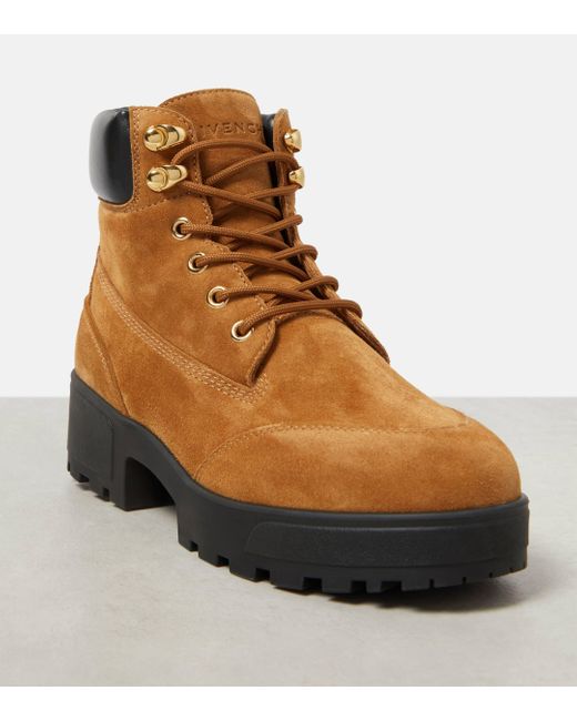 Givenchy Brown Trekker Leather-trimmed Suede Ankle Boots