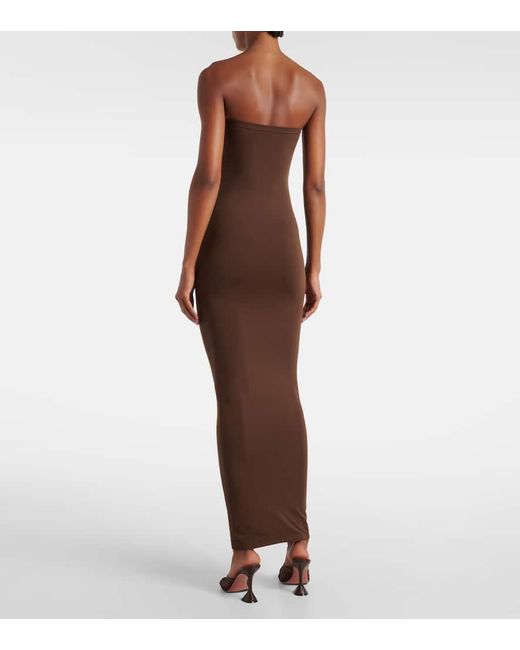 Wolford Brown Fatal Strapless Jersey Maxi Dress