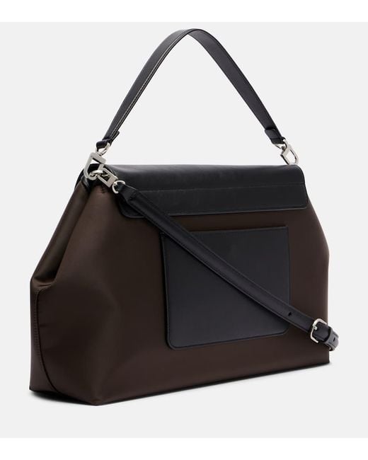 Totême  Black T-Lock Medium Leather-Trimmed Shoulder Bag