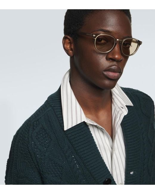 Zegna Brown Round Sunglasses for men