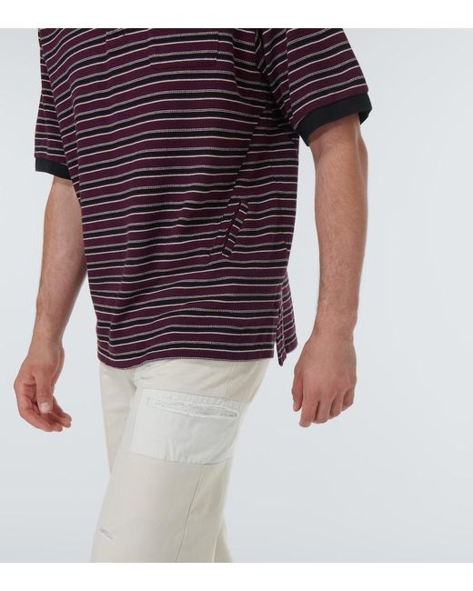 Undercover Red Striped Cotton Polo Shirt for men
