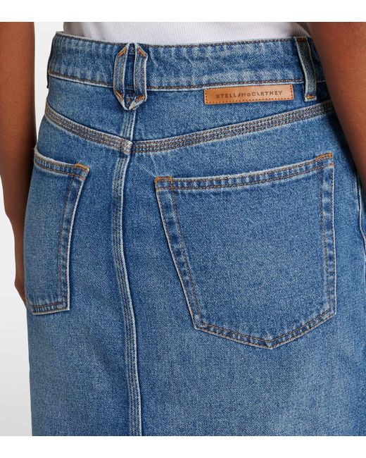 Stella McCartney Blue Mid-Rise Denim Pencil Skirt