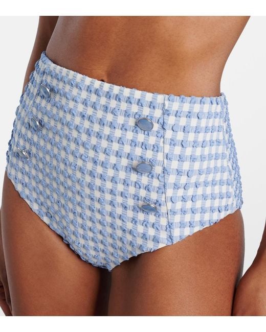 Jonathan Simkhai Blue Ginger Gingham Bikini Bottoms