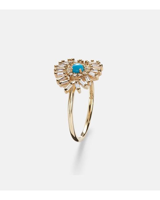 Suzanne Kalan White Evil Eye Mini 18Kt Ring With And Diamonds