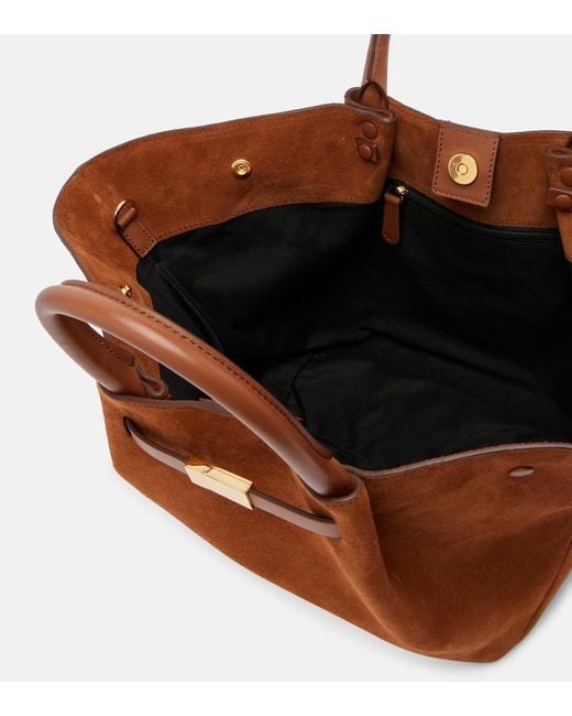 DeMellier London Brown New York Midi Suede Top-Handle Bag