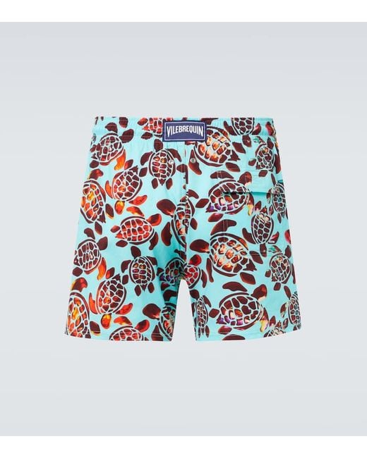 Vilebrequin Blue Moorise Printed Swim Trunks for men
