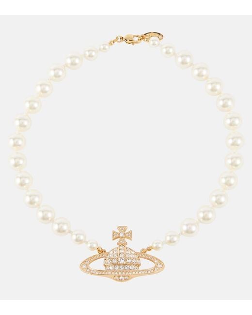 Gargantilla Orb con perlas sinteticas y cristales Vivienne Westwood de color White