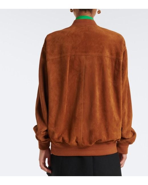 Valentino Brown Caban Suede Bomber Jacket
