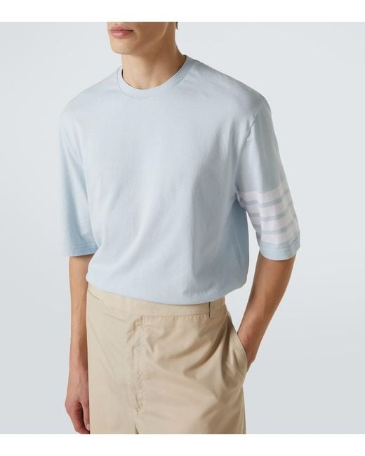 Thom Browne Blue 4-Bar Cotton Jersey T-Shirt for men