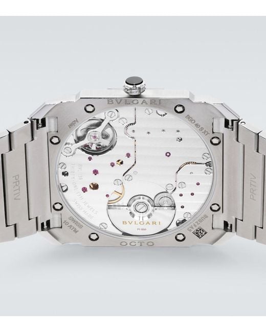 BVLGARI Gray Octo Finissimo Stainless Steel Watch for men