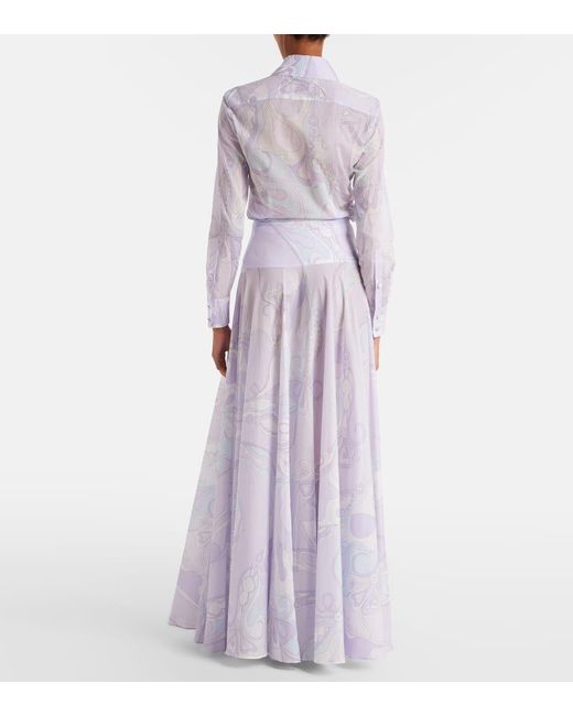 Emilio Pucci Purple Orchidee Cotton Maxi Skirt