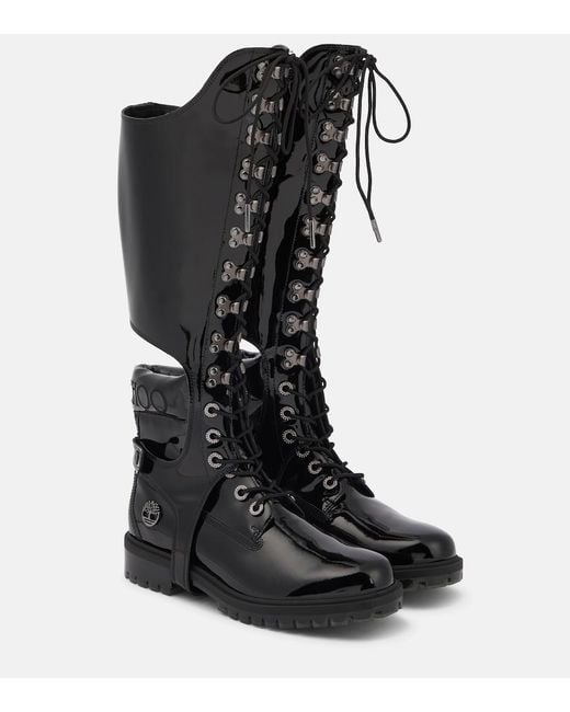 Jimmy Choo Black X Timberland Convertible Patent Leather Boots