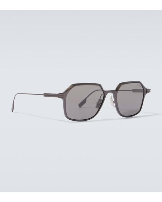 Gafas De Sol Cuadradas Oversized De Aluminio Zegna de hombre de color Gray