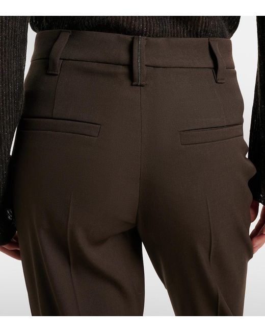 Brunello Cucinelli Brown Monili Wool Slim Pants