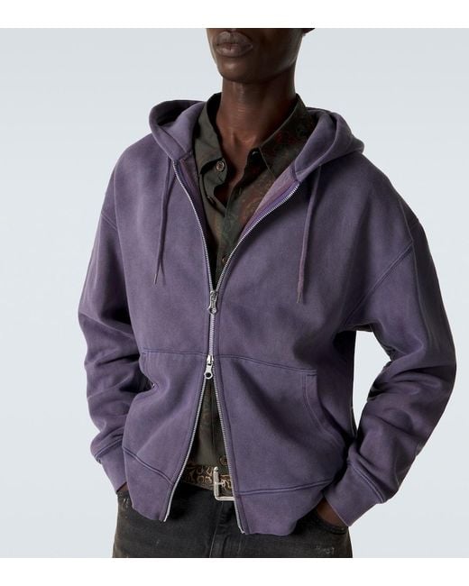 Our Legacy Purple Rascal Cotton Fleece Zip-Up Hoodie for men