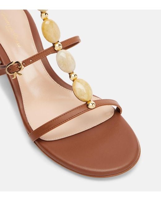 Gianvito Rossi Brown Shanti 45 Embellished Leather Sandals