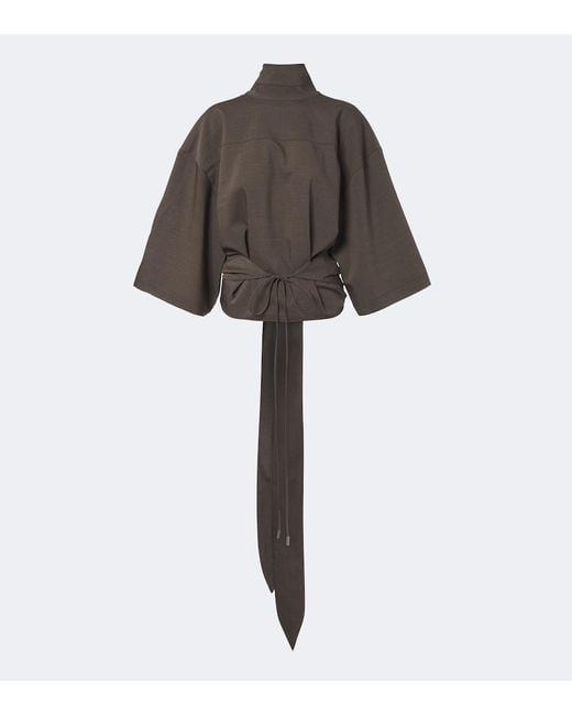 Jacquemus Brown Havana Tie-Detail Wool Top