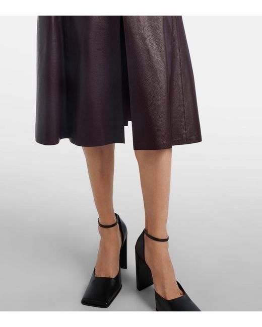 Alaïa Purple Low-Rise Leather Midi Skirt