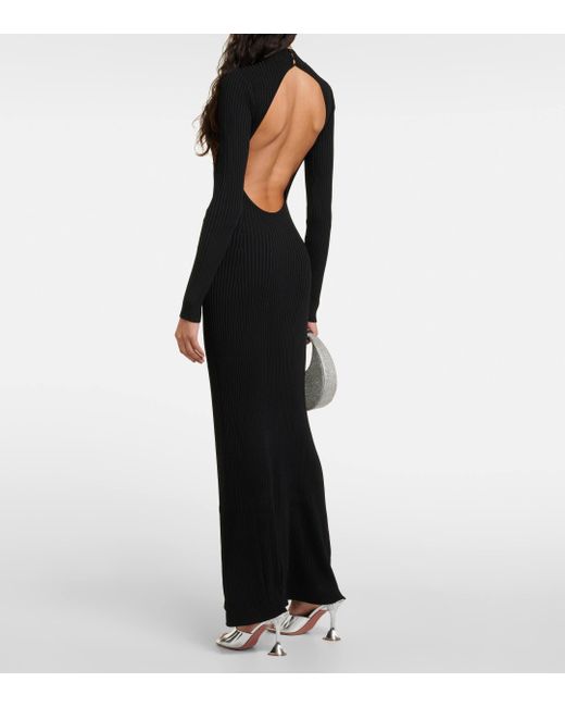Staud Black Palmira Ribbed-knit Maxi Dress