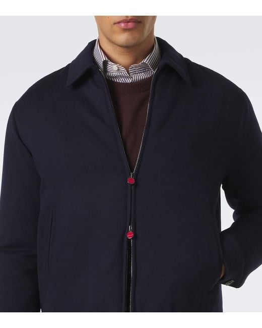 Kiton Blue Wool Bomber Jacket for men