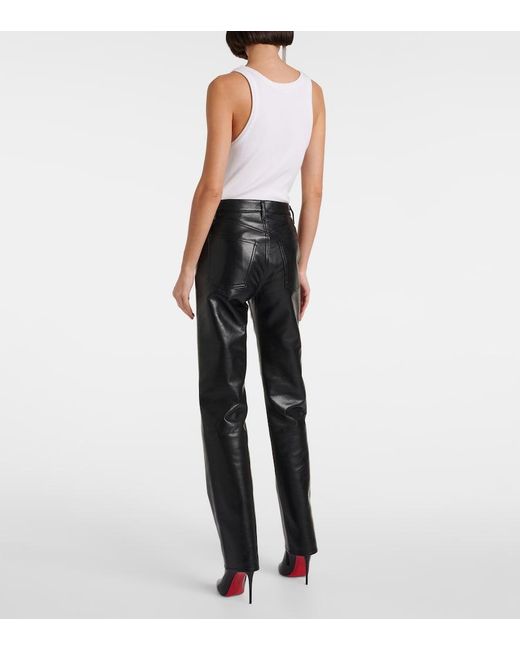Agolde Black 90's Pinch Waist High-Rise Straight Pants