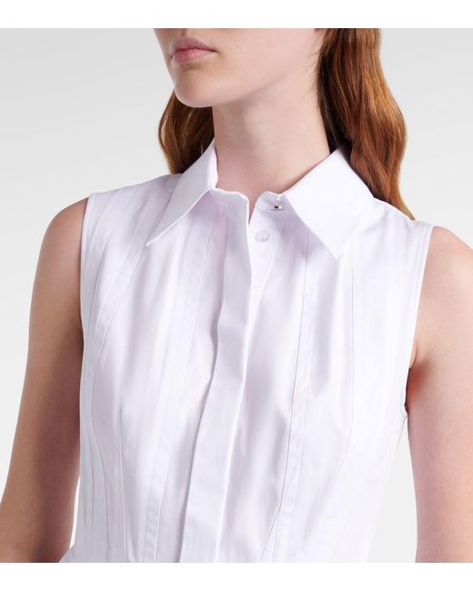 Sportmax White Certosa Peplum Cotton Poplin Shirt