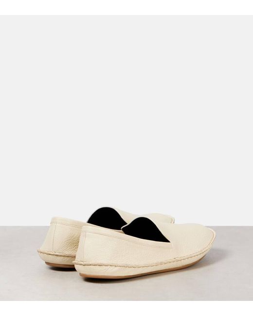 The Row Natural Vasko Leather Slip-On Shoes