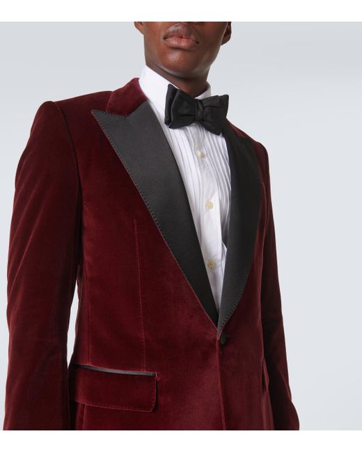 Veste de smoking en velours de coton melange Dolce Gabbana pour homme en coloris Rouge Lyst